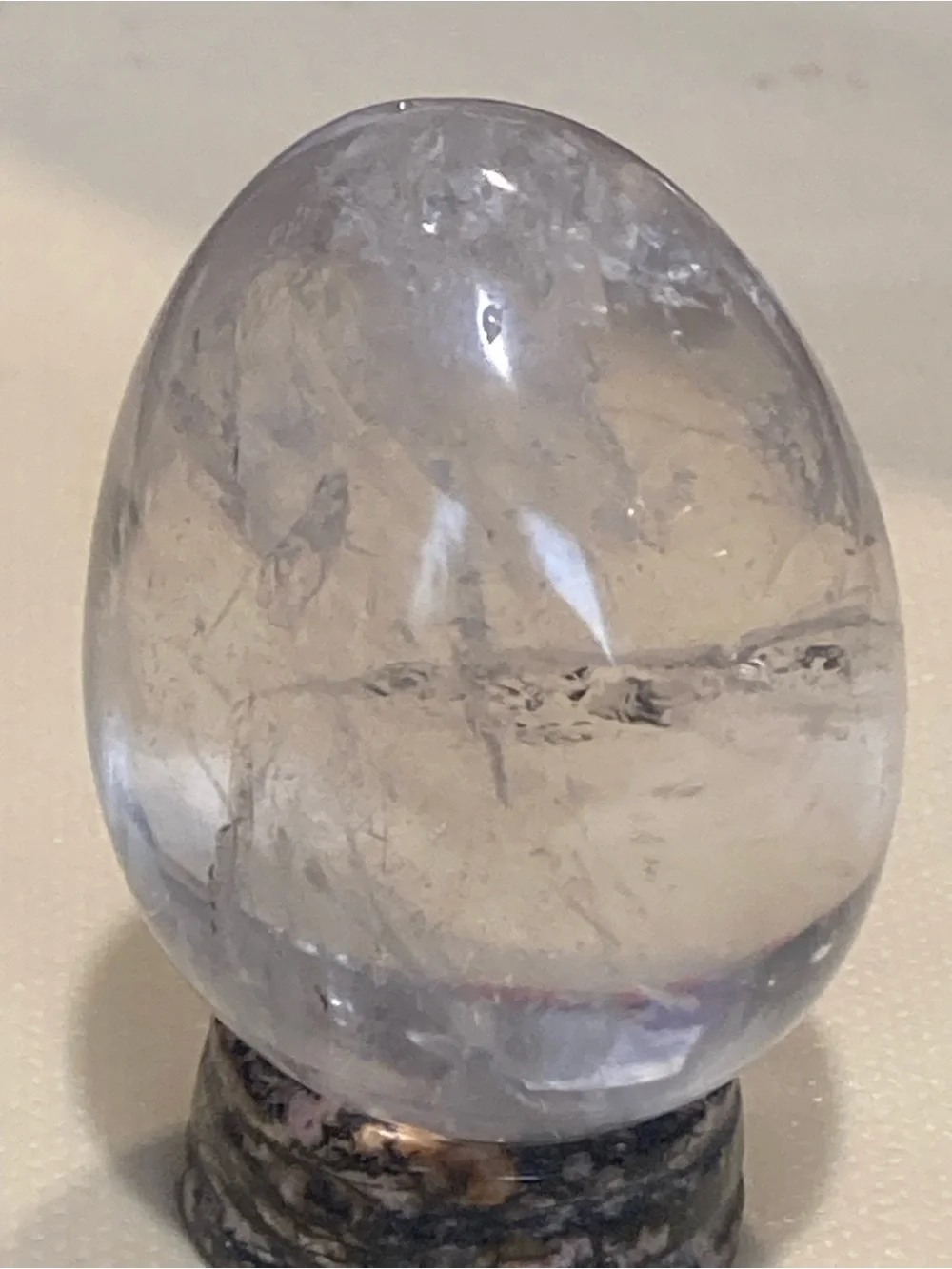 Clear Quartz Crystal Egg Decorative Accent